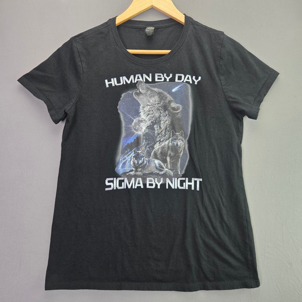 Gildan T-Shirt Sigma By Night Wolf Graphic Size S Black Short Sleeve Tee